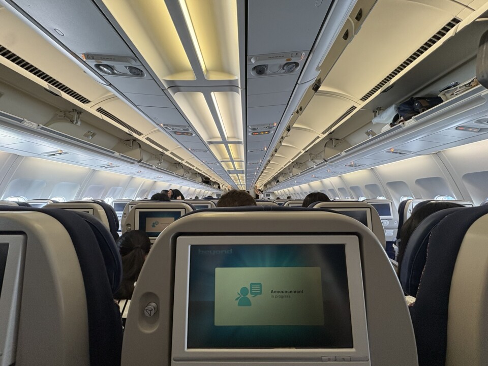 大韓航空のエコノミークラス機内
