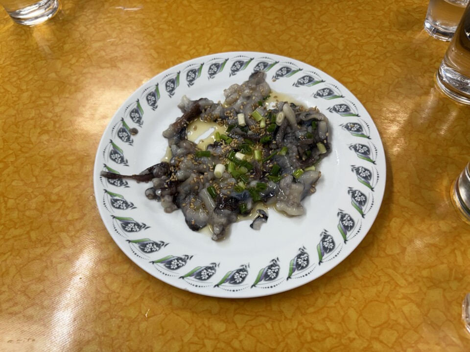 胡麻油だれと生タコ